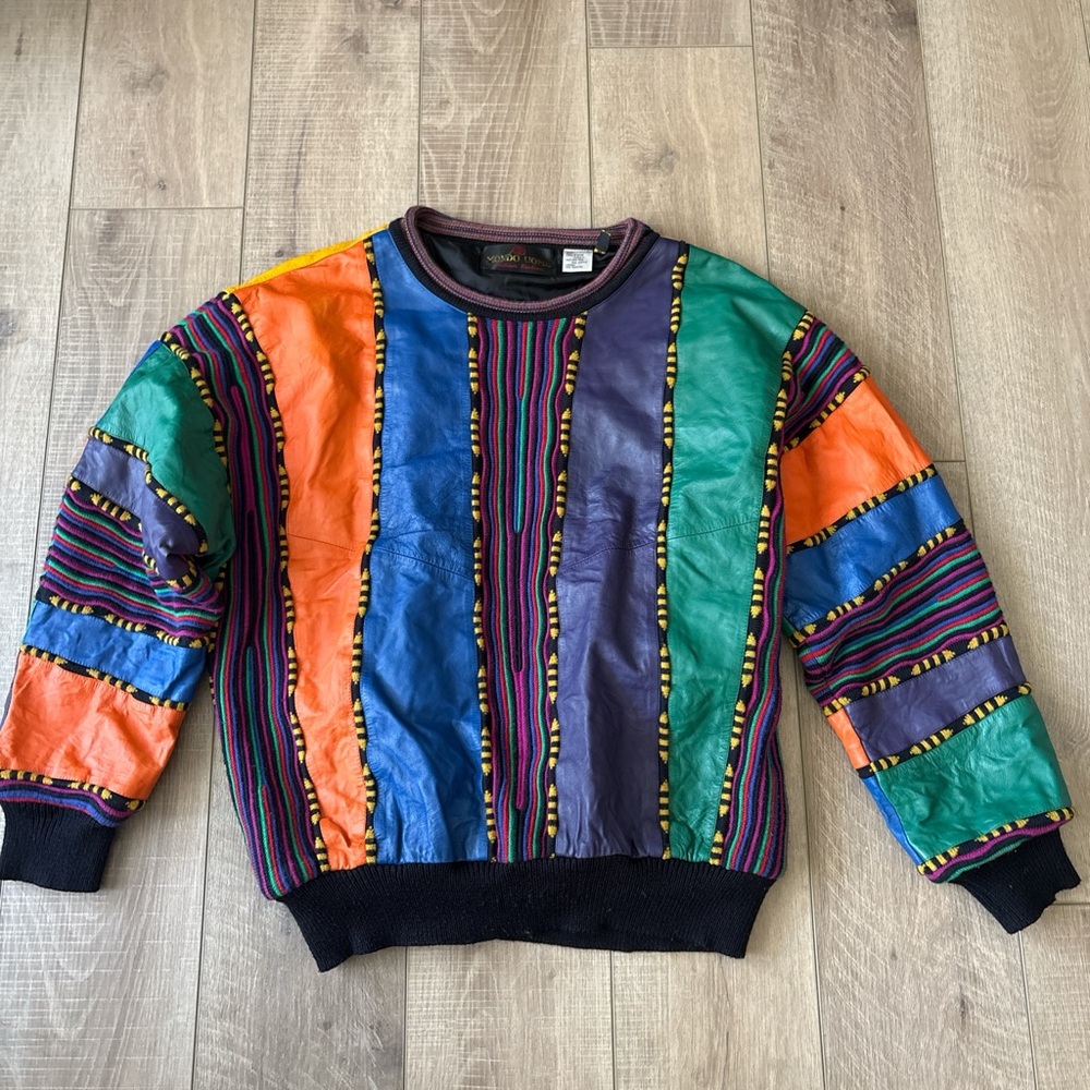 Colorful Patchwork Striped Retro Jacket - Multico… - image 1